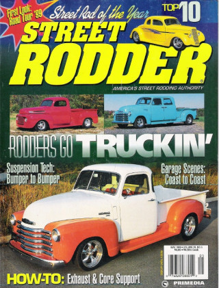 STREET RODDER 1999 MAY - Y-BLOCK BUILD-UP-4, NEW HARWOOD 3-WINDOW DEUCE